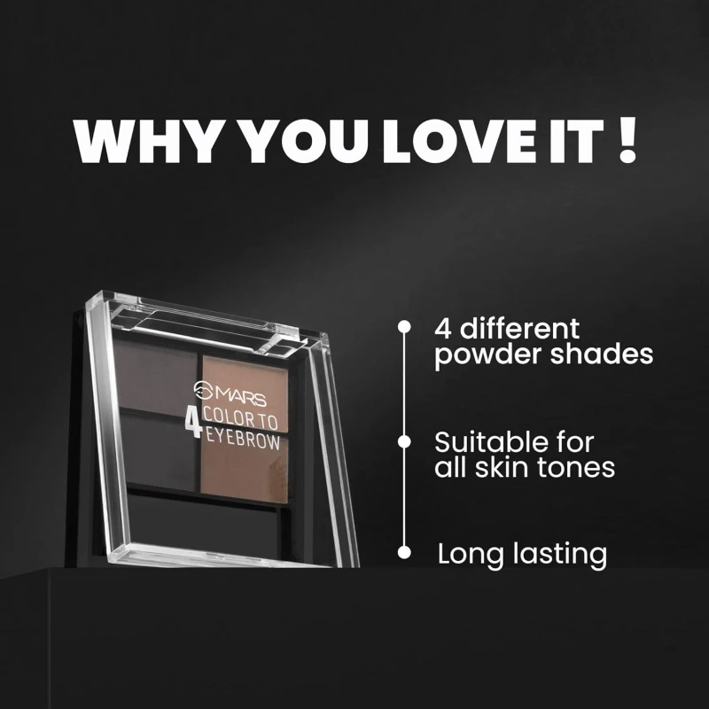 MARS 4 in 1 Eyebrow Powder Cake with Angled Eyebrow Brush and Spoolie | Long Lasting & Waterproof | (8g) - Thumbnail 6